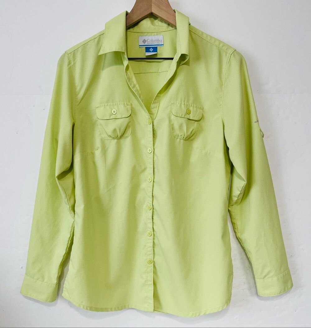 Columbia Light Green Long Sleeve Shirt   Size M